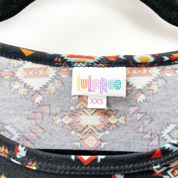 Lularoe XXS NWT Womens Unicorn Irma Black Aztec Print Tunic Top - Picture 4 of 7